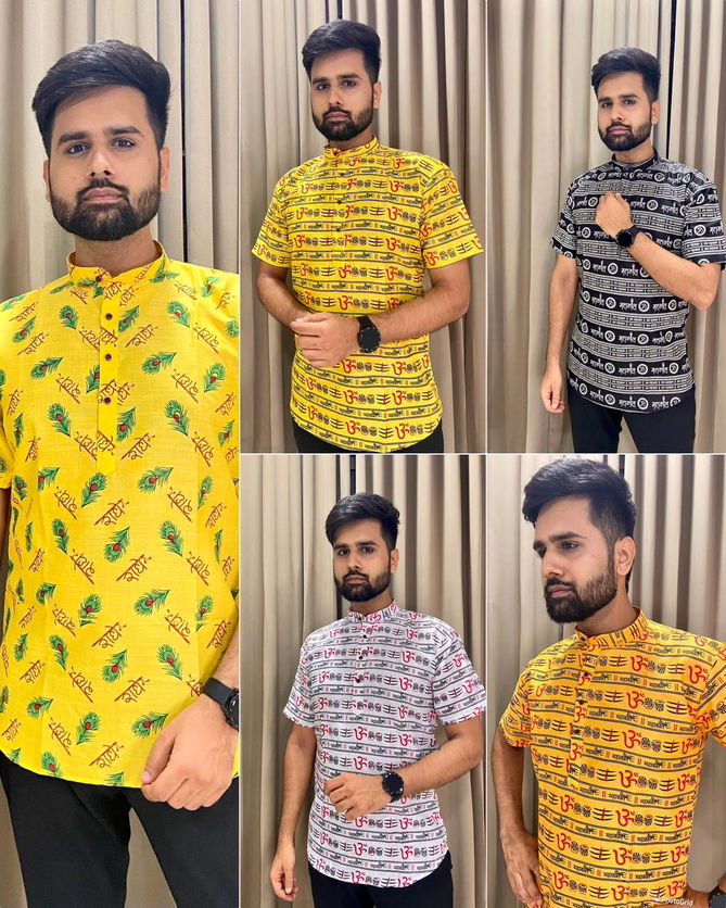 Mahakal Radhe Printed Short Kurta Mens Catalog
